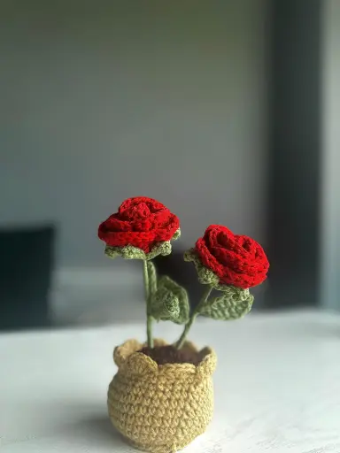 Double rose pot (red)